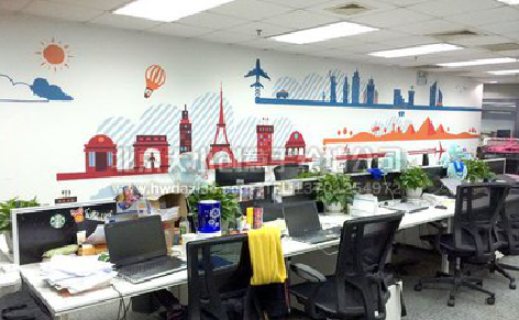 金川教你设计办公室墙绘的方法。